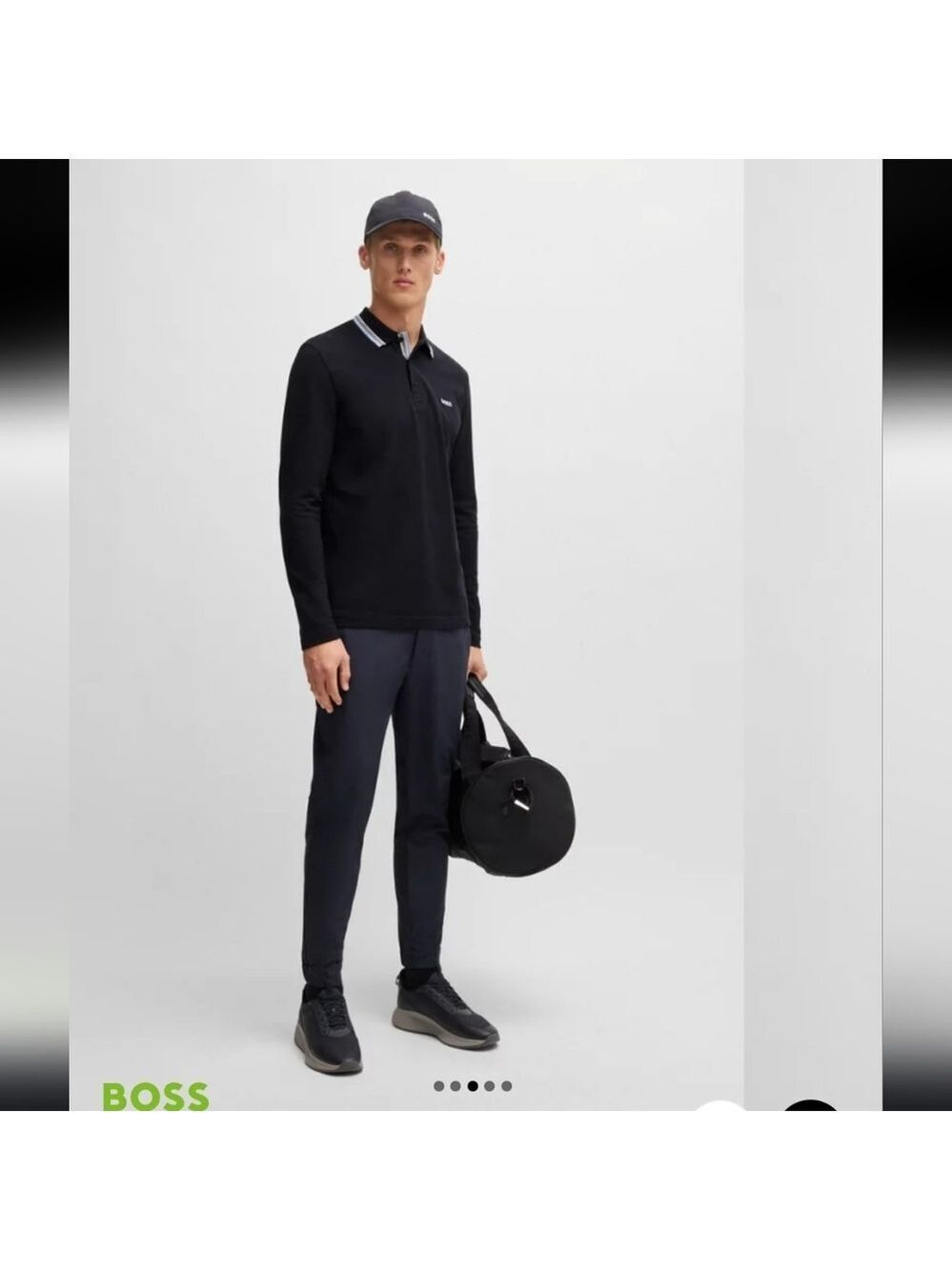 Hugo BOSS Men's Black Long Sleeve Polo Shirt L Fit NWOT
